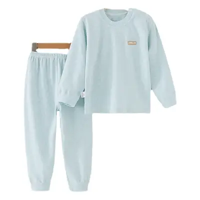 Children Pure Cotton Shvelvet Suit Light Blue Autumn Winter