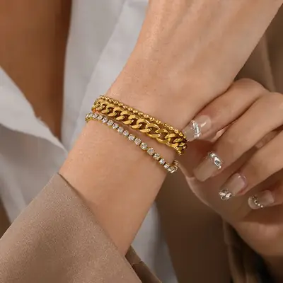 Stainless Steel Star Bracelet for Women 165mm