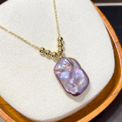 Natural Freshwater Pearl Pendant Pink Purple Cross-Border