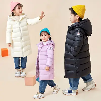 2024 Winter Hooded Feather Silk Kids Jacket Purple