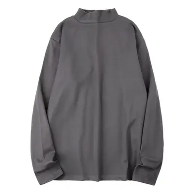 Men's 270g Velvet T-Shirt Dark Gray Semi-High Collar