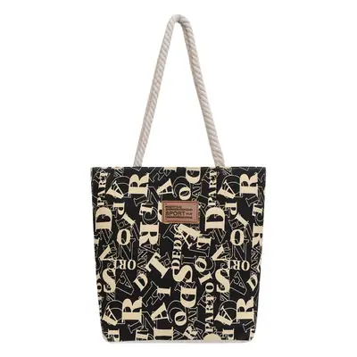 New Canvas Shoulder Bag for Students Blue Printed Large Capacity