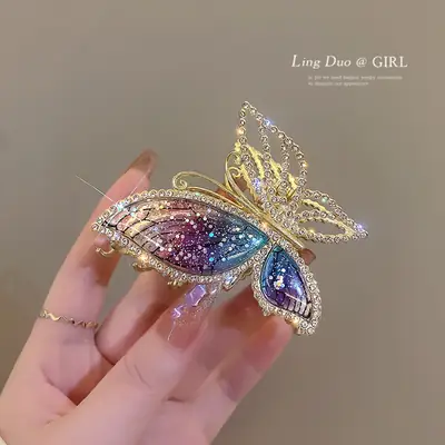 Crystal Butterfly Hair Clip for Women Summer High End
