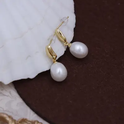 Vintage Pearl Earrings Gold Plated 925 Sterling Silver
