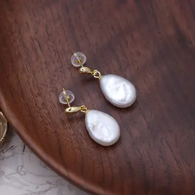 Natural Freshwater Pearl Earrings Gold Plated Sterling Silver