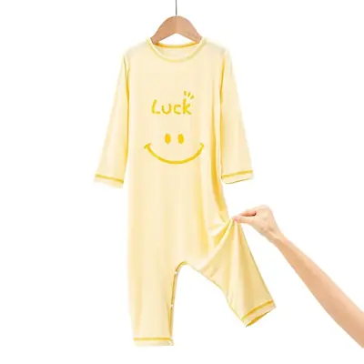 Green Smile Graphic Long Sleeve Pajamas for Boys