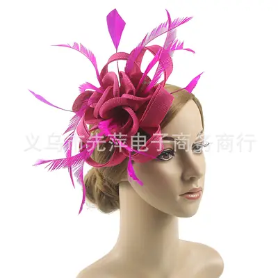 Red Feather Hairband for Women Bridal Topper
