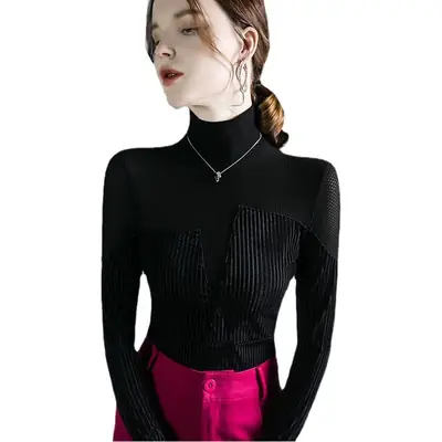 Black Long Sleeve Western Shirt for Women Autumn Winter