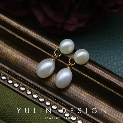 Natural Drop Pearl Earrings for Women's Retro Hong Kong Style