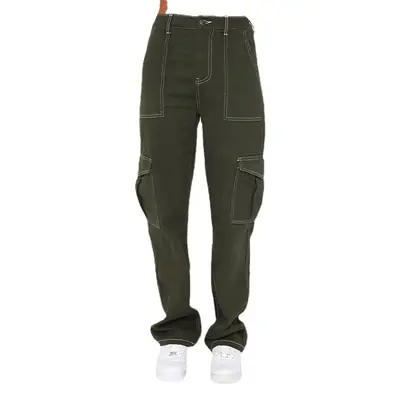 Women Super Slim High Waist Cargo Pants Black