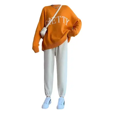 Women Fleece Leg-Tied Casual Pants High Waist Lace-Up Long Pants