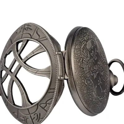 Golden Angel Magic Eye Pocket Watch with Green Gem
