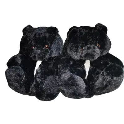 Orange Plush Teddy Bear Slippers Set of 2