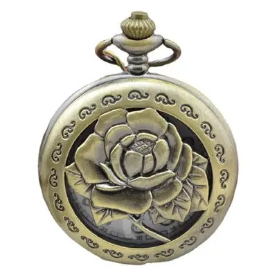 Vintage Rose Rose Pocket Watch Necklace for Women