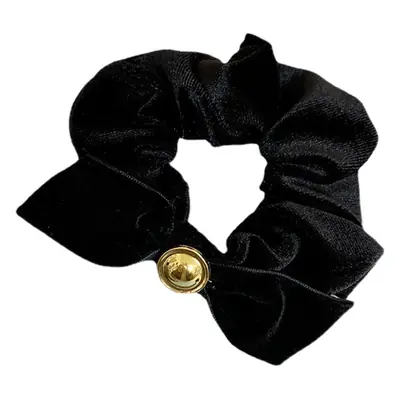 Black Bow Hair Band with Gold Button for Women