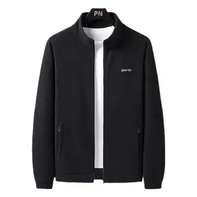 Men's 2-Sided Fleece Jacket Navy Beige Large
