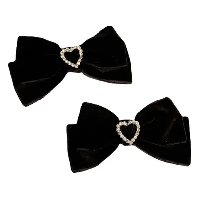 Red Velvet Heart Bow Hairpin for Girls