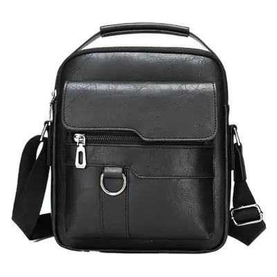Men's Black Leather Shoulder Crossbody Bag