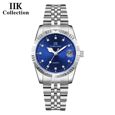 IIK Stainless Steel Blue Dial Quartz Watch for Women