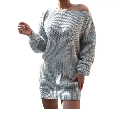 Black Knitted Off-Shoulder Women's Dress 2025