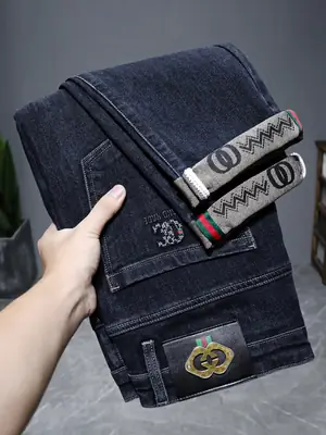 Men's High-Quality Jeans Black Elastic Straight Fit