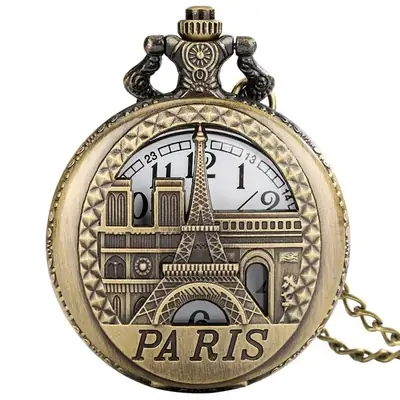 Vintage Eiffel Tower Necklace Watch for Women