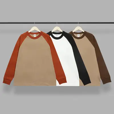 Men's Japanese Style Long Sleeve T-Shirt Brown White Black