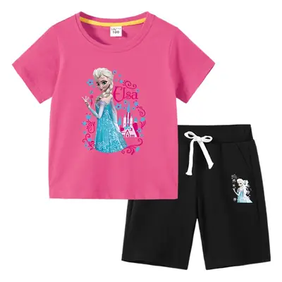 2023 Frozen Print Kids T-Shirt & Pants Set Blue Gray