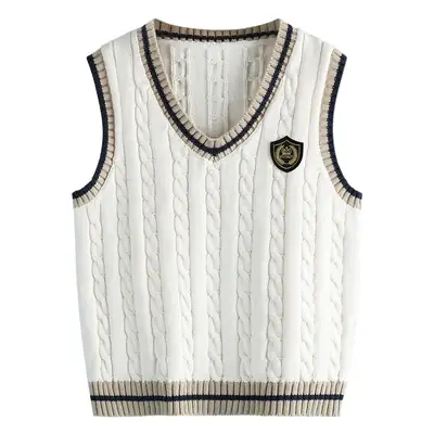 Children's Knitted V-Neck Vest Navy Blue Primary School