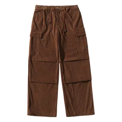 Men's Green Thick-Waist Wide-leg Casual Pants