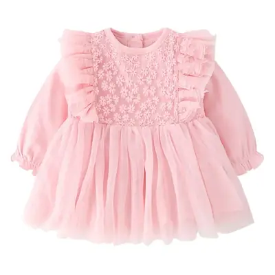 Newborn Clothes, Baby Girl Dress, Long-Sleeved Lace Princess Dress, Infant Dress, Spring & Fall Style for Girls