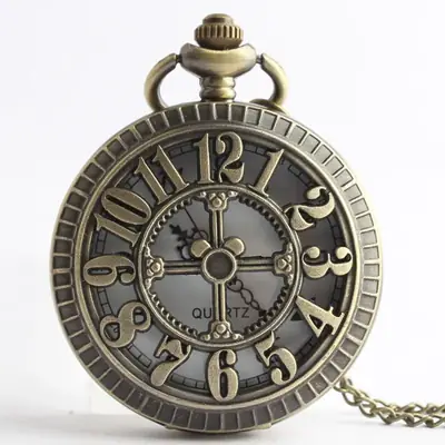 Retro Digital Hollow Carved Pocket Watch for Men Women