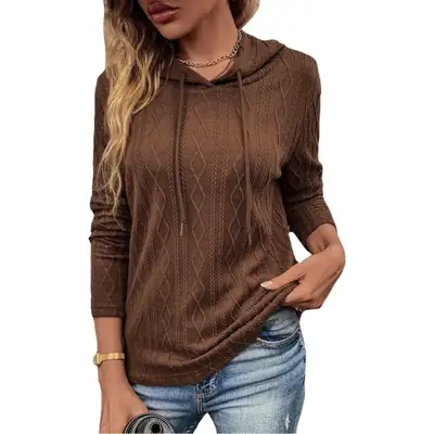 2022 Black Long Sleeve Hooded T-Shirt Women