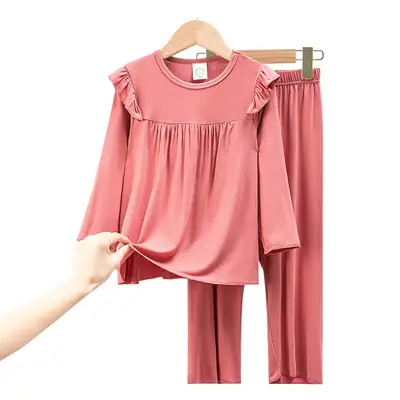 Girls' White Long Sleeve Pajama Set Medium to XL