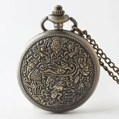 Retro Egyptian Wall Carved Pocket Watch for Men Women