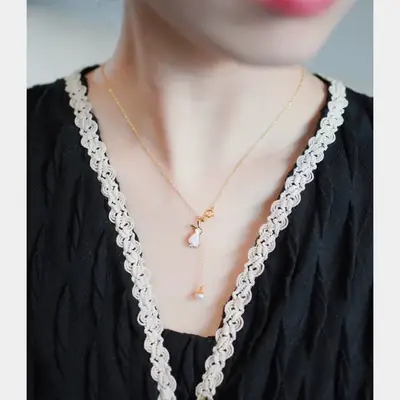 Cute Pearl Necklace for Girls Adjustable Chain