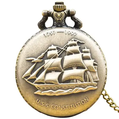 Ancient Gold Plated Pocket Watch with Crown Design