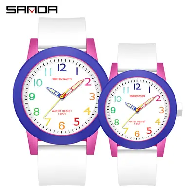 Sanda Couple Watches Blue Pink Quartz Waterproof