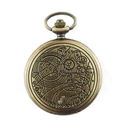Retro Quartz Pocket Watch Large Geometric Chart Chain Necklace