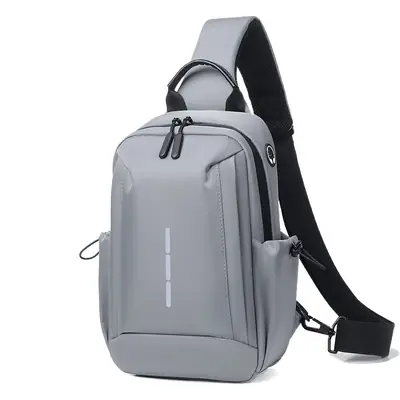 Men's Crossbody Bag Grey Waterproof Casual Sports Bag