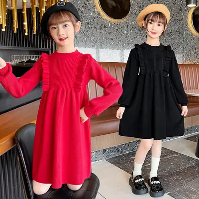 Girls' Knitted Sweater Dress Medium Large Winter New Year