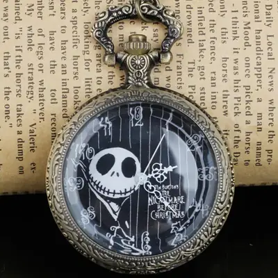 Jack Skull Pocket Watch with Devil Quartz Design
