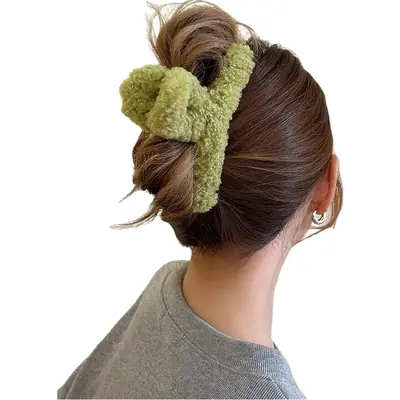 13CM Black Plush Hairpin Clip for Women