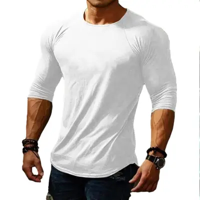 Men's Black Round Neck Long Sleeve T-Shirt Slim Fit