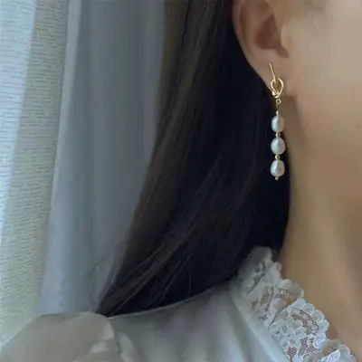 Pearl Tear Earrings with 14K Gold Plating