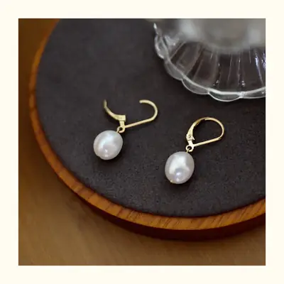 14K Gold Pearl Earrings for Women