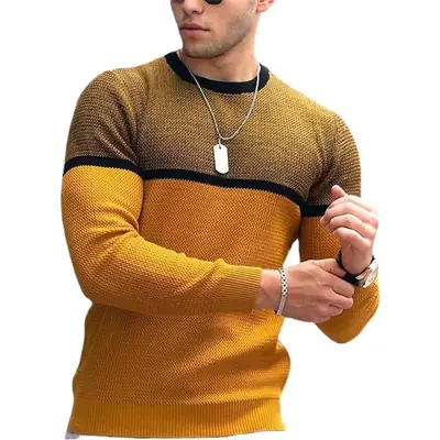 Men's Grey Black Crewneck T-Shirt Spring Autumn