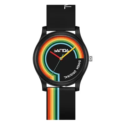 Sanda Rainbow Grid Silicone Watch for Men Women