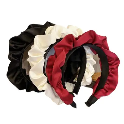 White Satin Hair Band for Women High Head Top