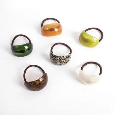 Green Glass Hair Ring with Acetic Acid Rope